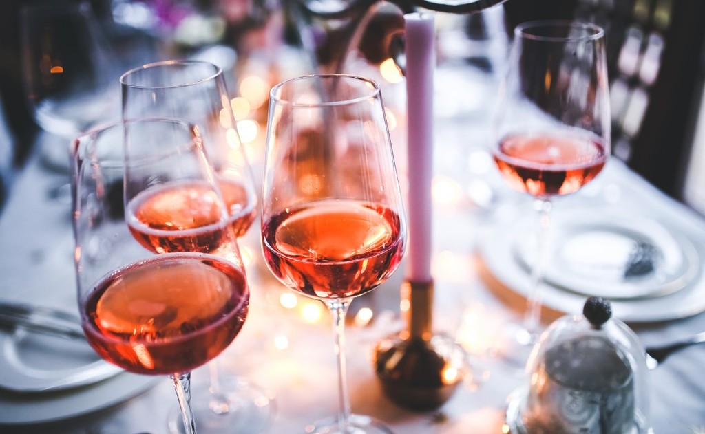 rose wine glasses